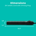 thumbnail image 5 of KMC Surge Protector Power Strip, 6-Outlet, 10-Pack, 2-Foot Cord, 735 Joules, Black, 5 of 8