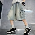 thumbnail image 5 of Boys Denim Shorts Size 7-8 Years Blue Casual Lightweight Fashion Jean Shorts Breathable Comfortable Toddler Summer Clothing, 5 of 7