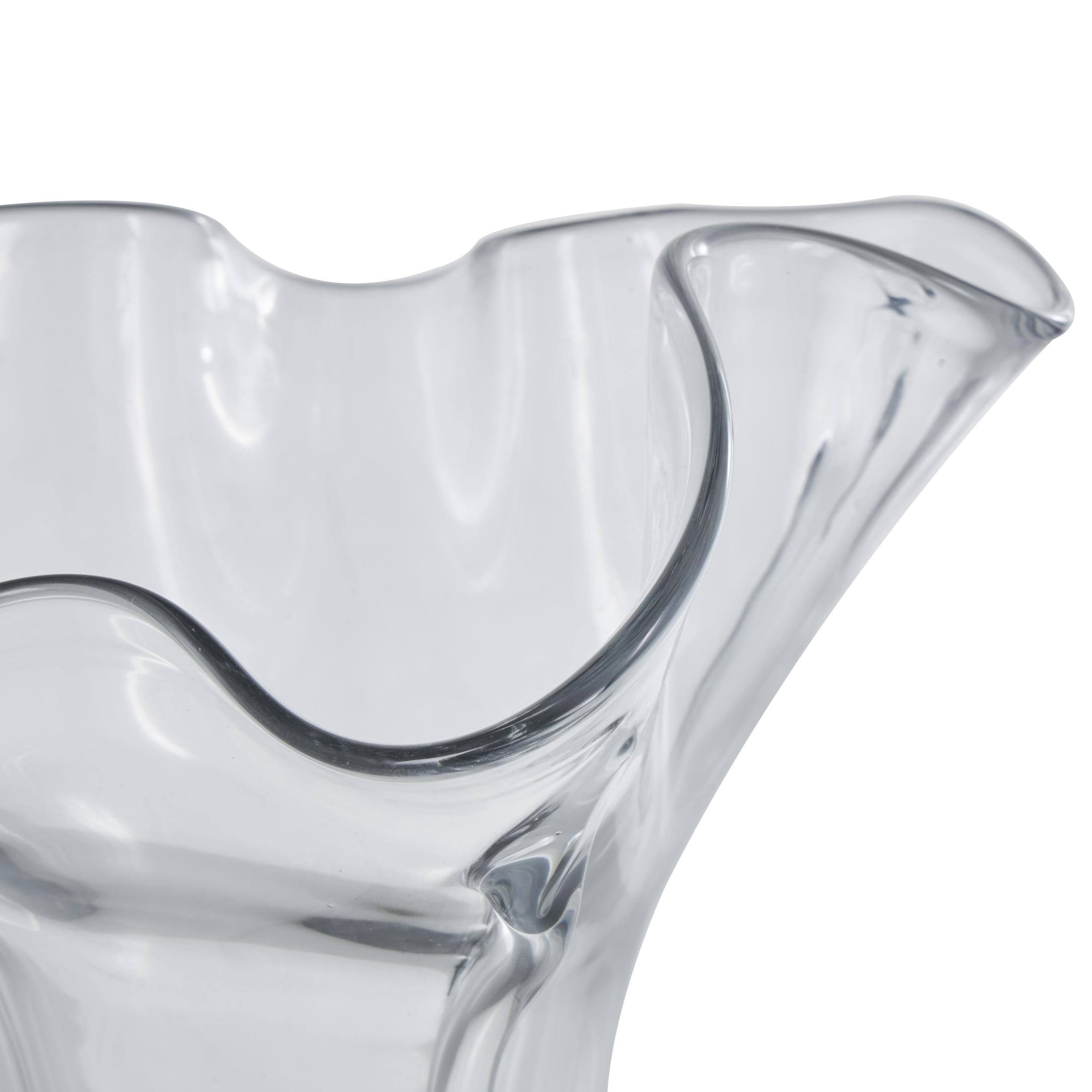 DecMode 16" Abstract Fluted Tulip Glass Vase