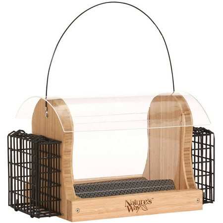 Way Hopper - Nature's Way BWF16 4 qt Bamboo Hopper Feed with 2 Suet Cages