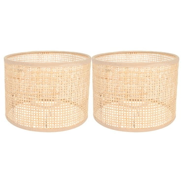 2 Pcs Decorative Bamboo Lampshade Pendant Cover Wicker Lampshades for Table Floor Brown