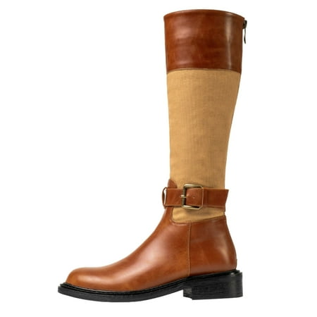 

ZIZOCWA Waterproof Shoes For Women Belted Thigh High Boots For Women Fashion Autumn And Winter Women Knee High Boots Low Heel Long Tube Round Toe Platform Colorblock Casual Style Latex Heel Boots
