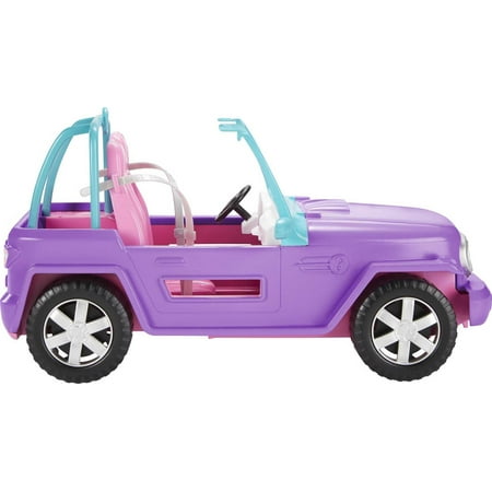 Barbie Off-Road Vehicle, Purple Toy Car with 2 Pink Seats and Rolling Wheels