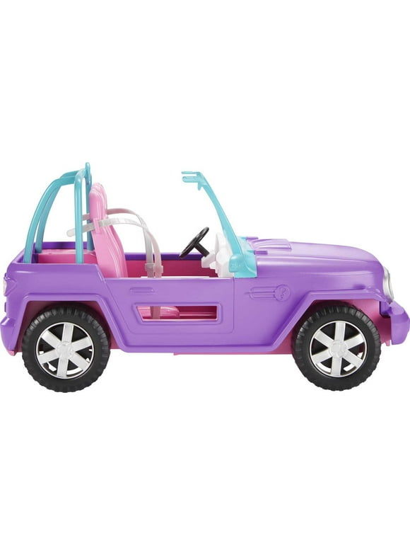 Barbie Off-Road Vehicle, Purple Toy Car with 2 Pink Seats and Rolling Wheels