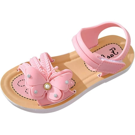 Baby Girls Sandals Soft Sole Open Toe Sandals Hook Loop Butterfly Shoes Summer Beach for Toddler/Little Kid/Big Kid