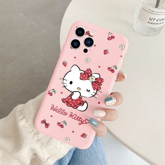 Phone Case for For Apple iphone 13 Pro Max 13Mini Girls Anti-drop Cartoon Cinnamoroll Kuromi Hello Kitty Silicone Printed Cover ZR
