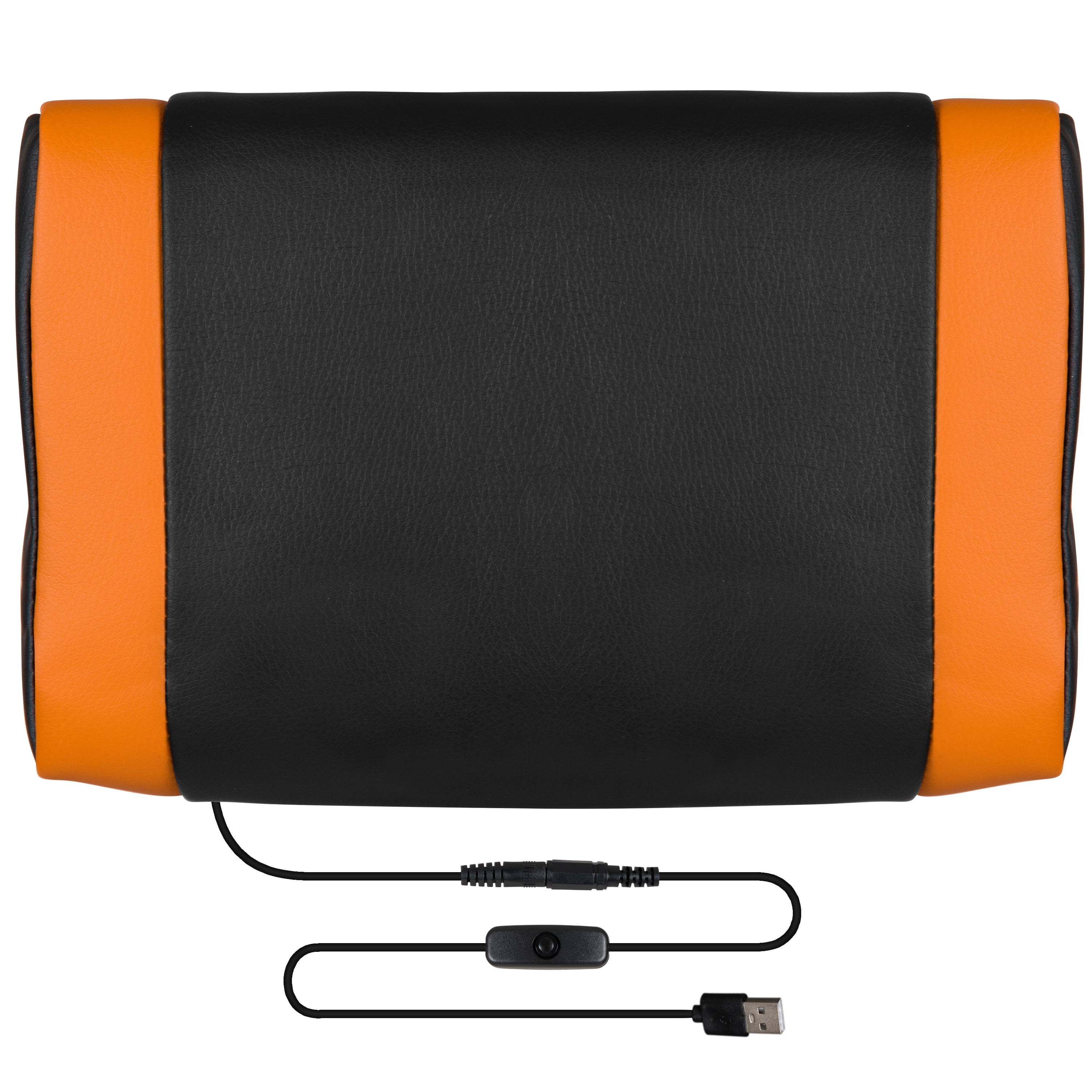 EMMA + OLIVER Reclining Back Leather PC Gaming Chair with Massaging Lumbar, Black Orange