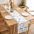thumbnail image 3 of Table Runner 108 Inches Long for Kitchen Dining, Happy Easter Dresser Scarf Farmhouse, Dining Table Decorations for Wedding/Parties, Colorful Rabbits Eggs Spring 13 x 108 In, 3 of 8