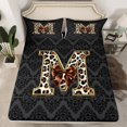 thumbnail image 2 of Homewish Bow Letter Monogrammed M 3pcs Twin Sheet Sets for Teens,Leopard Print Twin Fitted Sheet,Abstract Bohemian Damask Breathable Flat Sheet,Breathable Home Decor, 2 of 7