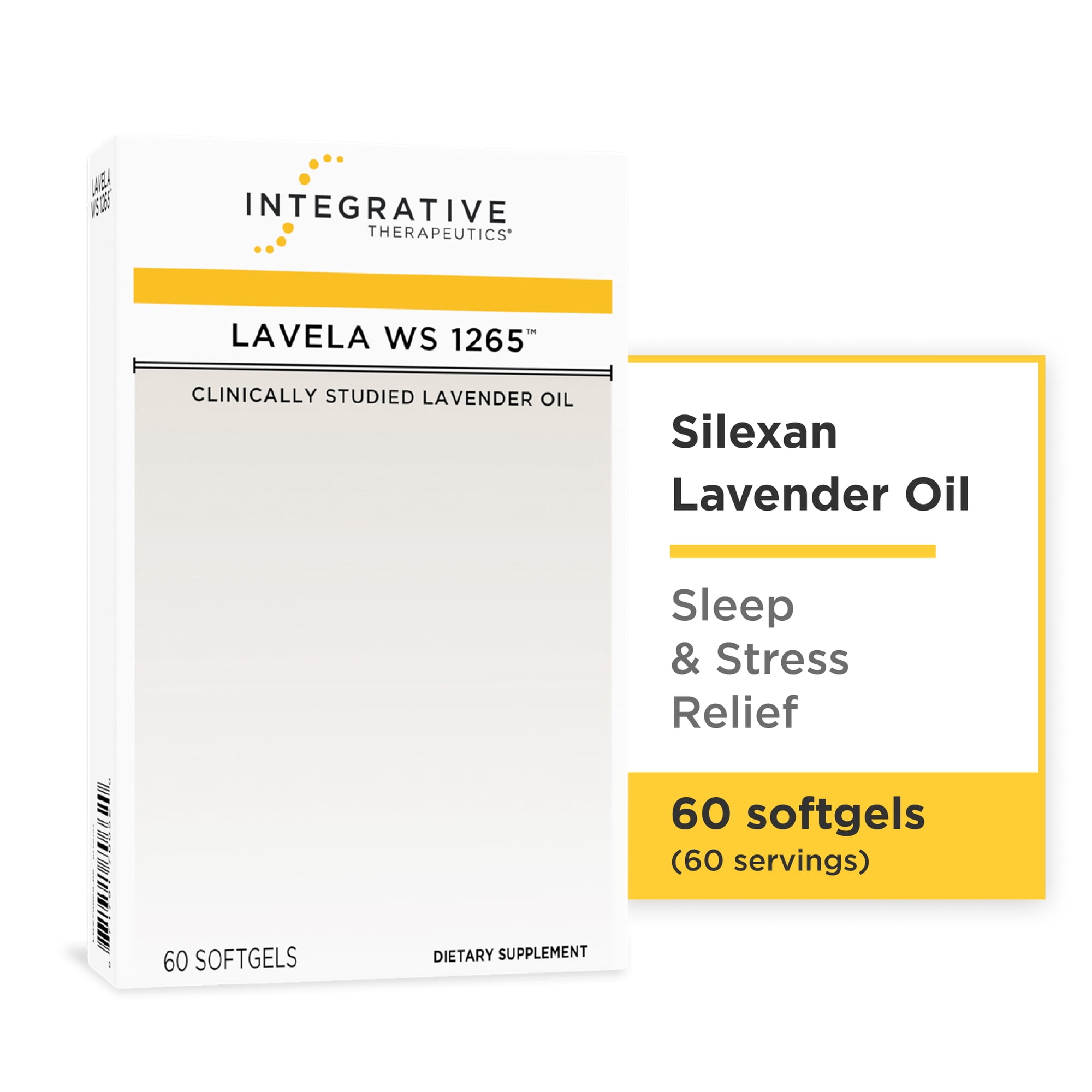 Integrative Therapeutics Lavela WS 1265 - Silexan Supplement for Sleep & Stress Support* - Lavender Essential Oil - 60 Softgels (60 Servings)