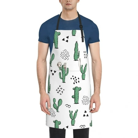 

Adjustable Pocket Cactus Pattern (11) Women s Apron Men s Waterproof Apron Kitchen Chef Cooking Barbecue