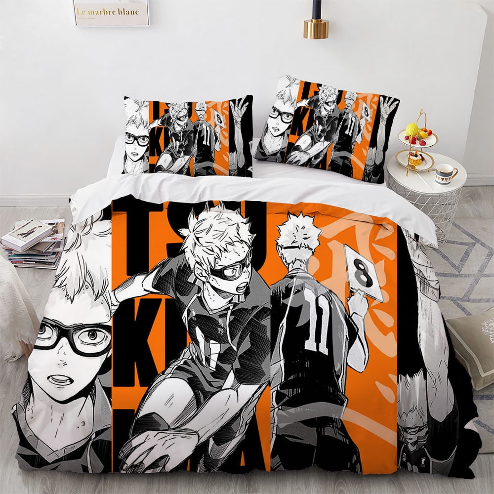 Haikyuu Bedding Bed Set 3Piece Cool Haikyuu Bedding Duvet Cover Sets