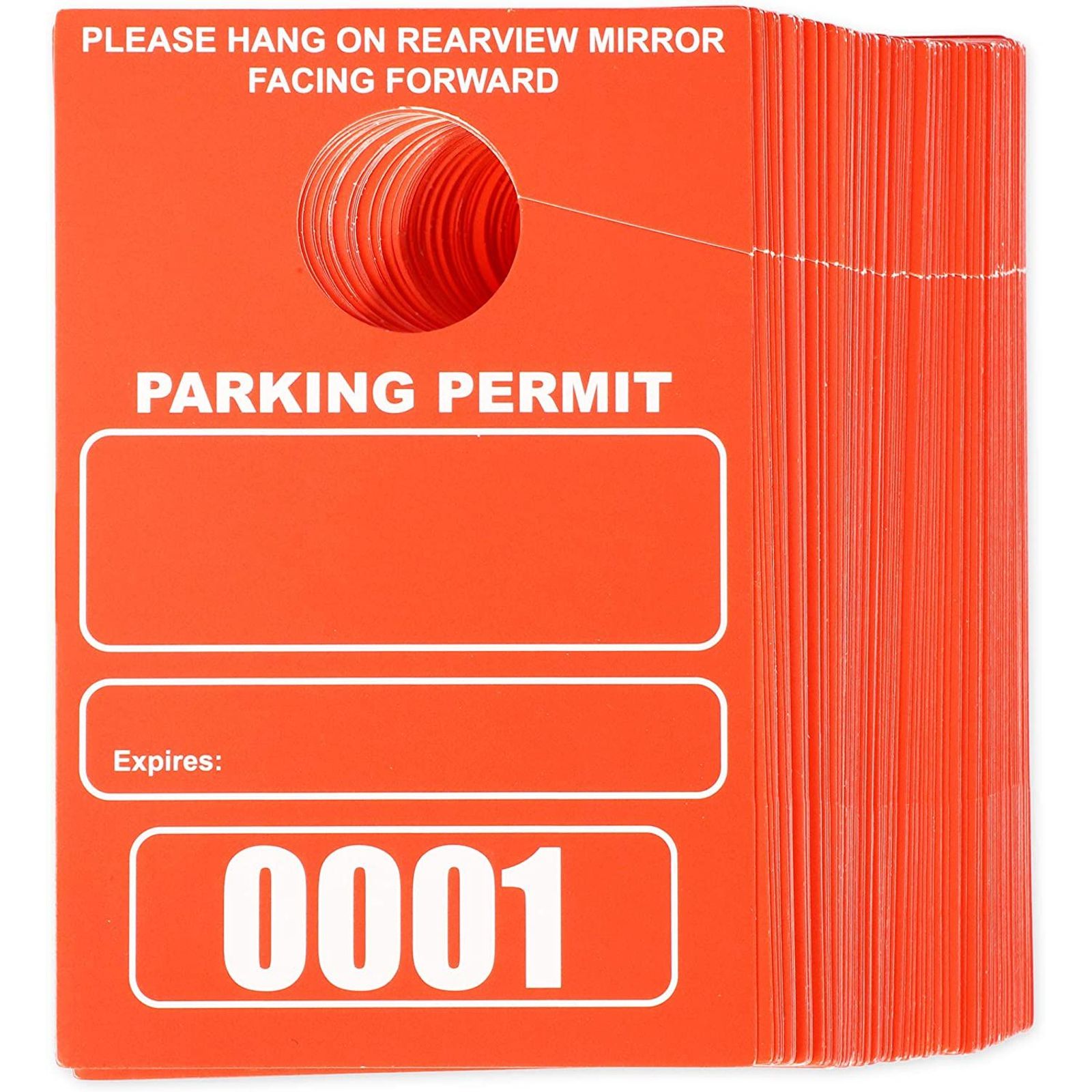 100pcs Printable Temporary Parking Permit Hang Tags, Numbered 1-100 with  Tear-Off Stub, Parking Pass Hanging over Car Rear Mirrors, Neon Red -  Walmart.com