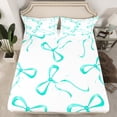 thumbnail image 2 of jejeloiu Cartoon Bow Tie Full Size Sheets,Kawaii Bowknot Print Bed Sheets,Cyan Lovely Bowtie Sheet Sets For Girls Kids,Microfiber Bedroom Decor,4 Pieces, 2 of 7
