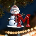 thumbnail image 3 of BingTong Personalized Snowman Ornament Personalized A-Z Letter Ornament Flat Inital Letter Snowman Christmas Ornament For Xmas Tree Decor Gifts For Family Kids Friends M Red, 3 of 6
