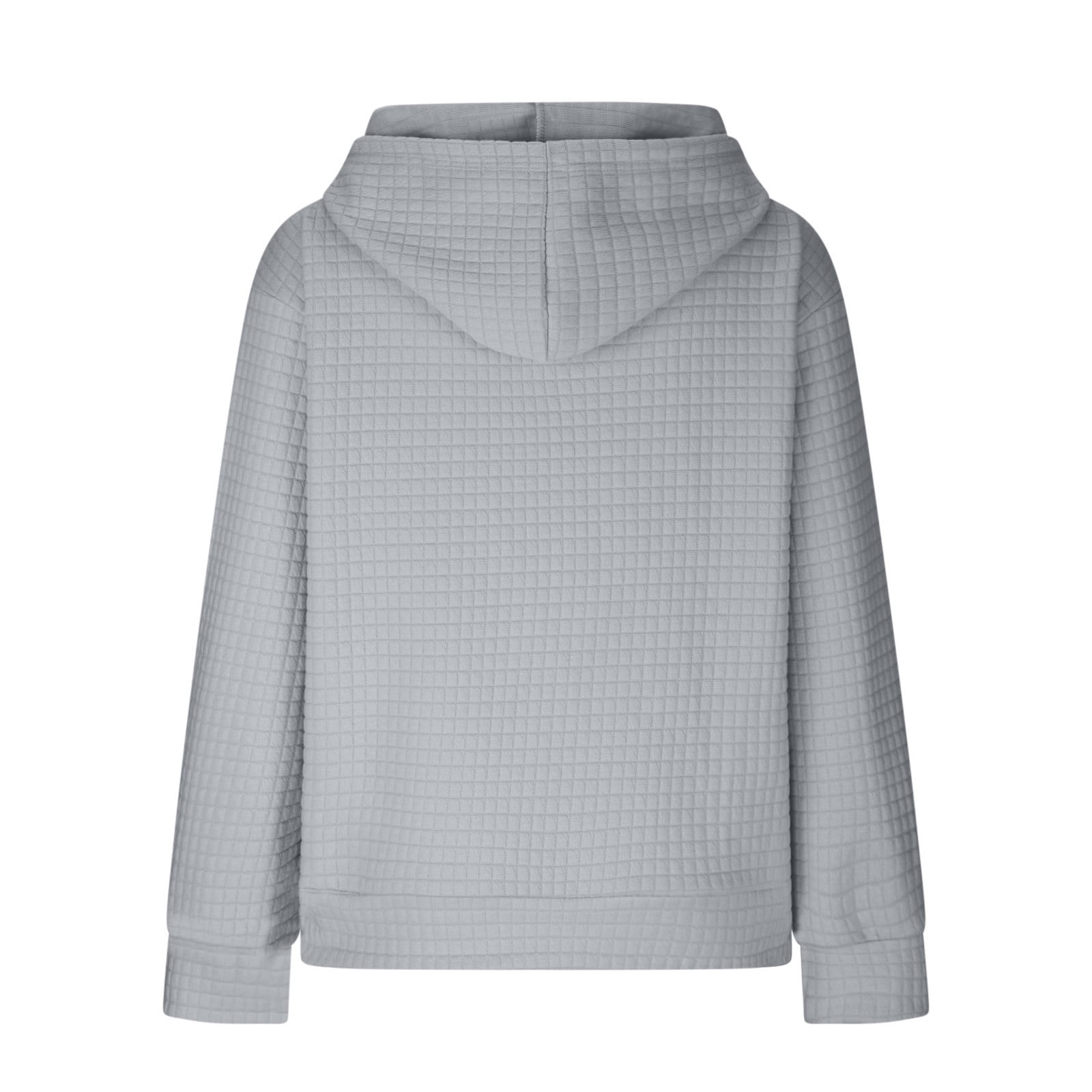 SZJXBUY Womens Waffle Knit Hoodie,Hoodies for Women Casual Pullover Waffle Long Sleeve Drawstring Hooded Sweatshirt with Pocket 2024 Gray,S
