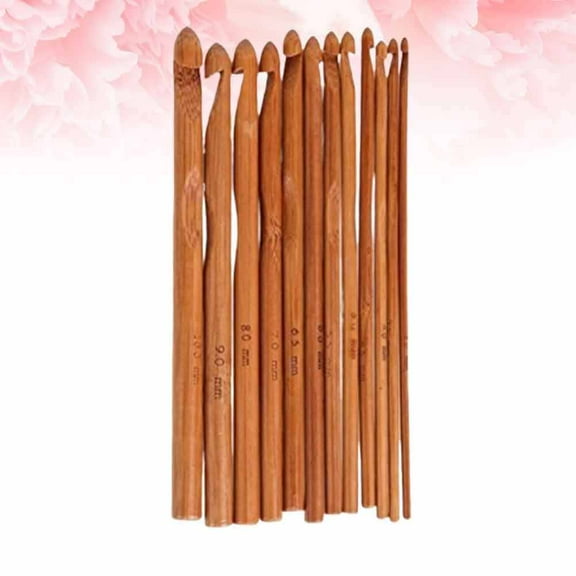 IDEANATEGRATE 3 Set Crochet Hooks for Yarn Round Shape Plastic Light Brown