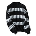 thumbnail image 3 of Bovemsi Womens Sweaters Cozy Striped Sweater For Women Long Puff Sleeve Color Block Turtleneck Knit Pullover Business Casual Sweaters, 3 of 7