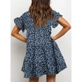 thumbnail image 2 of Sherrylily Women Ruffles Boho Floral Printed Swing Casual Short Mini T-Shirt Dress, 2 of 3