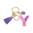 Clearance! Resin Glittering Letter Keychain, Color Stitching Stitching