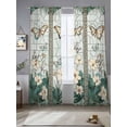 thumbnail image 2 of Spring Sheer Curtains 96 Inch Length 2 Panels Set for Living Room/Bedroom, Butterfly Summer Botanical Flower Semi Curtain Sheers Drapes Rod Pocket Curtains Window Treatment Set 52''x96''x2, 2 of 7
