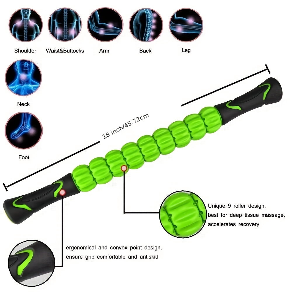 1pc Muscle Fascia Release Muscle Roller Stick for Athletes - Reduces Soreness, Tightness and Pain - Ideal Choice for Physical Relax and Recovery-Green