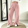 thumbnail image 2 of Elastic Waist Pants for Women Baeitkot Solid Color Relaxed Fit Trousers with Side Pockets for Lounge Pink M, 2 of 9
