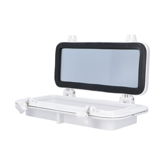 Spptty Boat Portlight Rectangle Portlight Tempered Glass Opening Window For Marine Boat Yacht RV White 15-3/4 X 7-7/8in