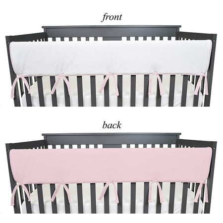 American Baby Company 1 Pack Heavenly Soft Chenille Reversible Crib Rail Cover for Long Rail, Pink, Wide for Rails Measuring up to 18