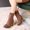 Brown, variant on EGNMCR Womens Mid Knee High Boots, Women's Middle Mid Calf Boots Women's Plus Velvet Comfortable Wine Glass With High Heel Lace Up Women shoes