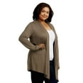 thumbnail image 3 of DailyWear Women's Open-Front Soft Draped Long Sleeve Cardigan Sweater Longline Tunic Taupe, XLarge, 3 of 5