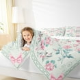 thumbnail image 4 of Homewish Cute Bowtie Ribbon Queen Comforter Set,Retro Rustic Flower Bedding Sets,Green Pink Bedding Comforter Set For Girls Kids,Super Cozy Room Decor Reversible,3 Pieces, 4 of 8