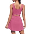 thumbnail image 5 of Brilliant Plus Size Clearance Tennis Dress for Women Workout Dress with Built in Shorts and Bra Cut Out athletic Dresses Pink M, 5 of 9