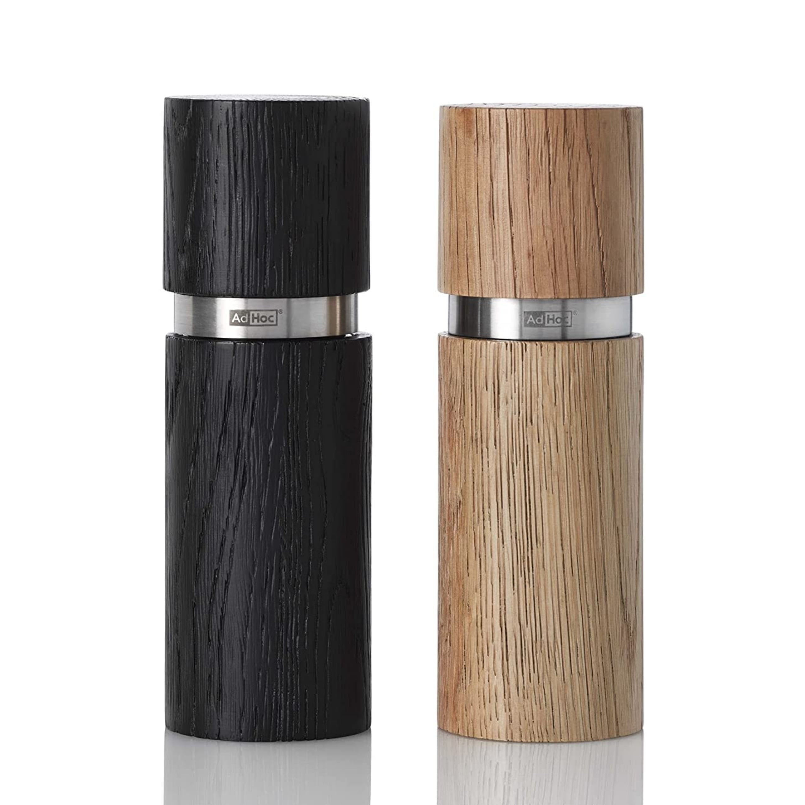 AdHoc Textura Salt & Pepper Mill Gift Set, Black and Tan 5.5"