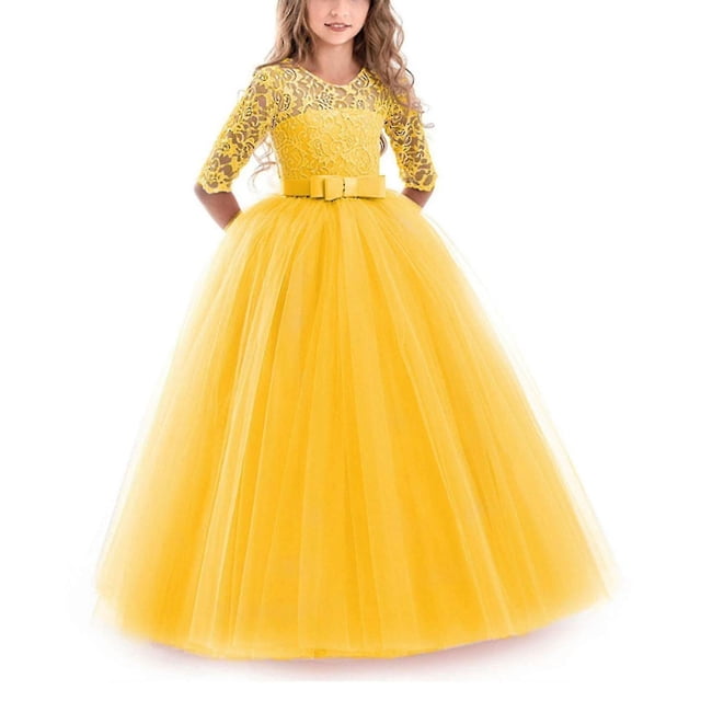 Vestido de encaje para niña de flores para niños, boda, dama de honor, fiesta de graduación