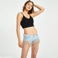 thumbnail image 2 of Tfken Women Shorts For Summer Solid Color Button Tassels Mini Denim Shorts Trendy Daily Wear Female Leisure Clothes Blue, 2 of 9