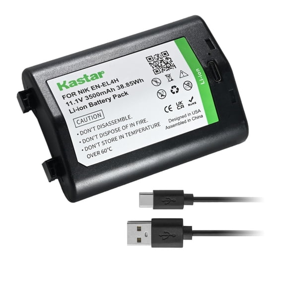 Kastar 1-Pack EN-EL4H Type-C Battery Pack, Compatible with Nikon EN-EL4 EN-EL4a EN-EL4e for D2 D2H D2Hs D2X D2Xs D3 D3S D3X F6 Cameras