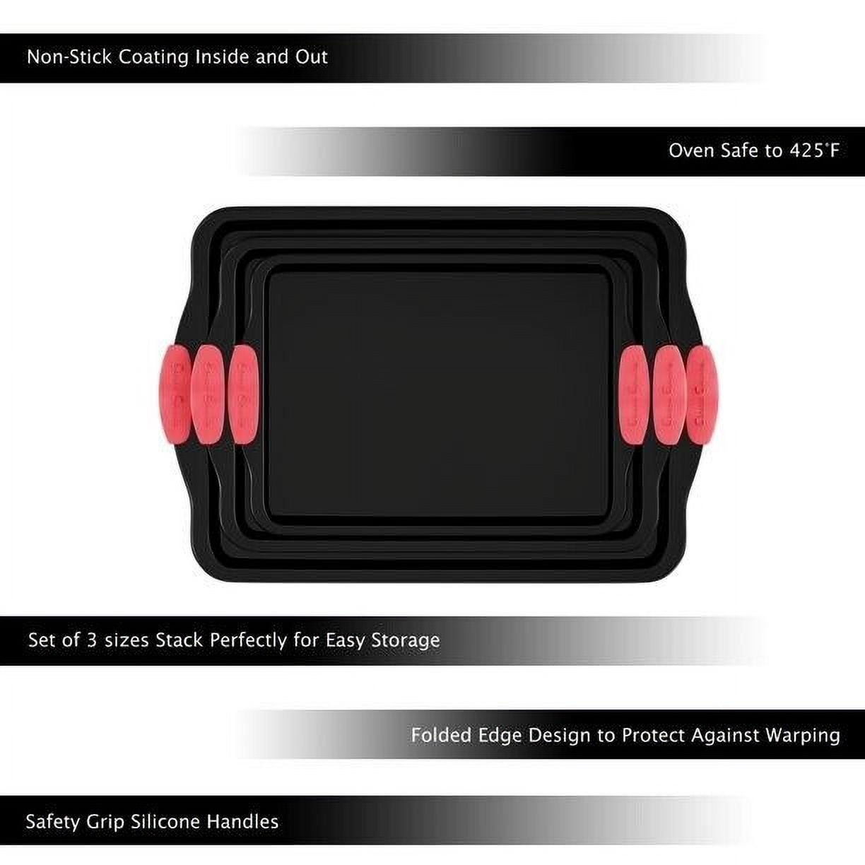 Classic Cuisine Baking Pans 3 Piece Nonstick Cookie Sheet Set - Black