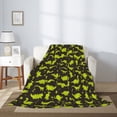 thumbnail image 2 of Rateoe Cute Cartoon Dinosaurs Green Silhouette Pattern Pattern Flannel Throw Blanket, Ultra-soft Blanket for Bed, Couch, Car, Hypoallergenic Anti-pilling blanket-50"x40"(Vertical), 2 of 6