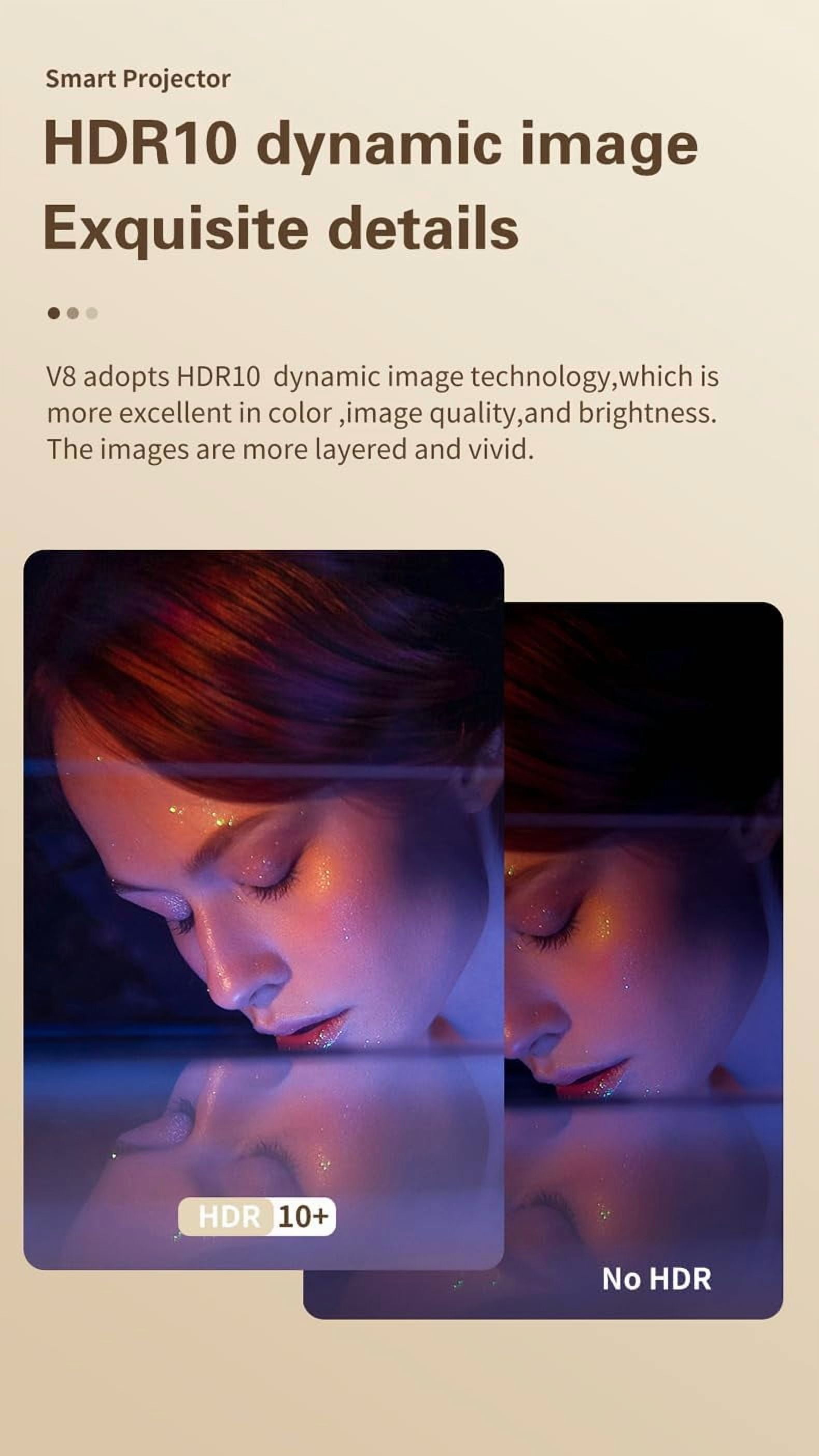 V8 Multimedia Projector, 1080P Video/800P Resolution, DLP, with TOF Auto Focus, Wired & Wireless Screen/Silver