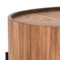 thumbnail image 3 of Benjara 39 Inch Round Drum Coffee Table, Black Iron Tripod Legs, Natural Brown Wood, 3 of 10