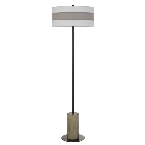Saltoro Sherpi Cylindrical Base Floor, Black And White Striped Floor Lamp