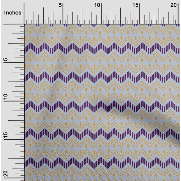 oneOone Polyester Lycra Light Grayish Blue Fabric Geometric & Floral Block Sewing Material Print Fabric By The Yard 56 Inch Wide