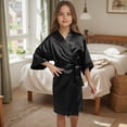thumbnail image 4 of WhouRiu Big Girls Outfit Set Long Sleeve Relaxed Satin Robe Kids Silk Birthday Wedding Party Spa Outfits,1-Piece Black,Size 11-12 Y, 4 of 4