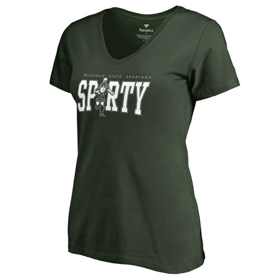 Women's Green Michigan State Spartans Hometown Collection Sparty V-Neck T-Shirt