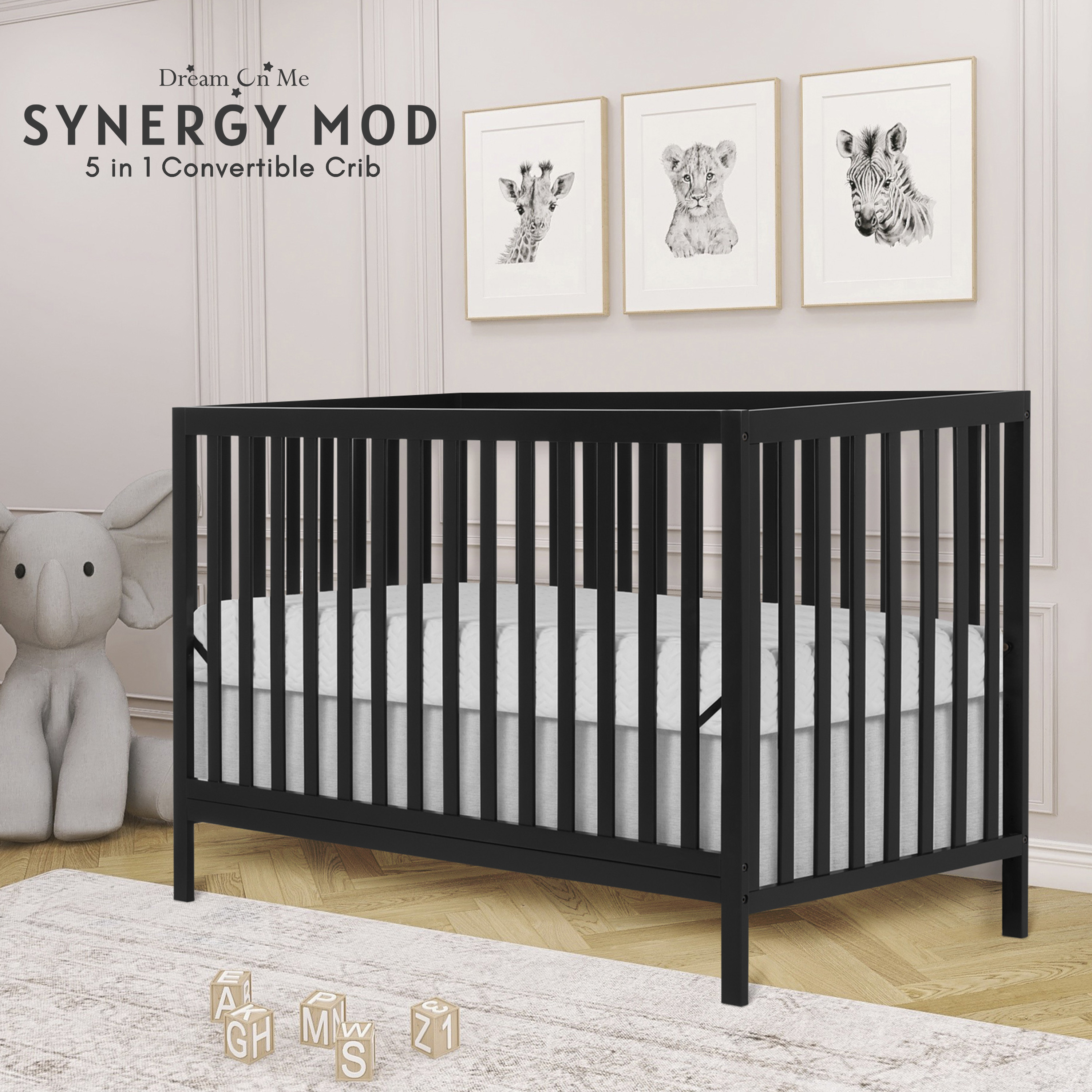 Dream On Me Synergy MOD Crib, Made with Sustainable New Zealand Pinewood, Matte Black - image 3 of 9