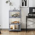 thumbnail image 3 of Magshion Modern 41.7" 3-Tier Transparent Display Cabinet with Flip Up Door, Floor Standing Showcase Bookshelf, Curio Cabinet Collection Display Case for Home Living Room Bedroom Office, Gray, 3 of 10