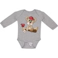 thumbnail image 3 of Inktastic Baseball Teddy Bear Boys Long Sleeve Baby Bodysuit, 3 of 5