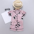thumbnail image 2 of Toddler Boy Summer Outfit for 5-6 Years Toddler Boy Clothes Baby Summer Outfit Short Sleeve T-Shirt Tops Casual Elastic Shorts 2Pcs Set Cartoon Print 2PCS Set Short Sets,A13-Light Pink, 2 of 7