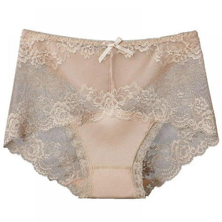 

LAST CLANCE SALE! Womens Sexy Underwear Lace Panties High Waisted Plus Size Ladies Brief for Women Skin L